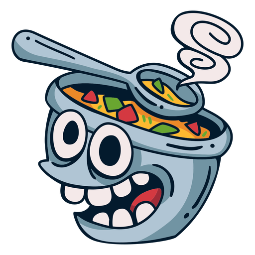 Dibujos animados de sopa de carácter de comida Diseño PNG