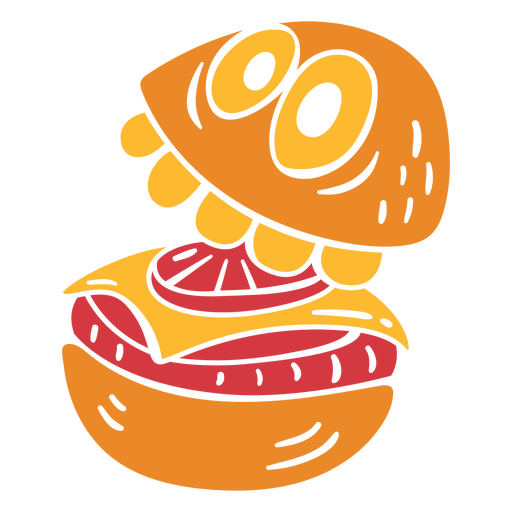 Personagem de comida de hambúrguer cortado Desenho PNG