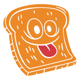 Fröhlicher Brotscheiben-Lebensmittelcharakter ausgeschnitten PNG-Design