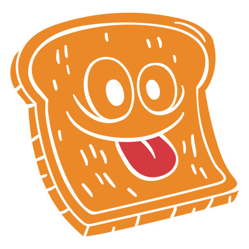 Personagem de comida de fatia de pão feliz cortado