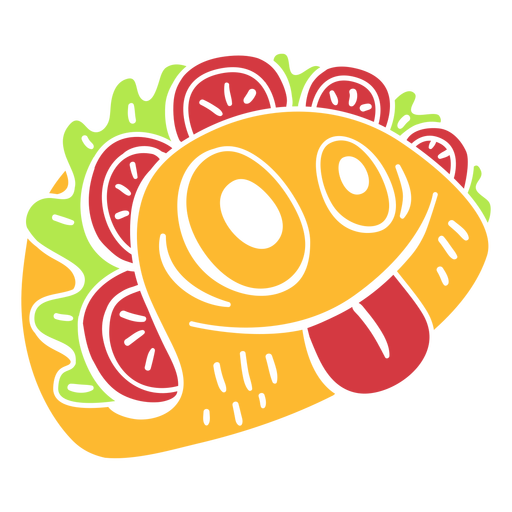 Happy taco food character cut out PNG Design