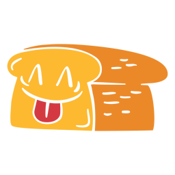 Carácter de comida de pan feliz cortado Diseño PNG
