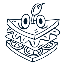 Crazy sandwich stroke PNG Design