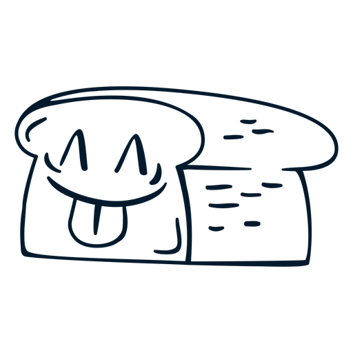 Happy bread food character stroke PNG Design