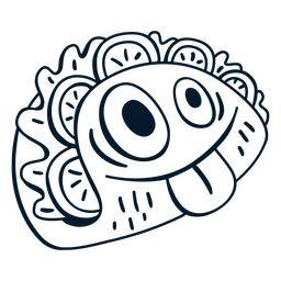 Trazo lleno de personaje de comida de taco feliz Diseño PNG