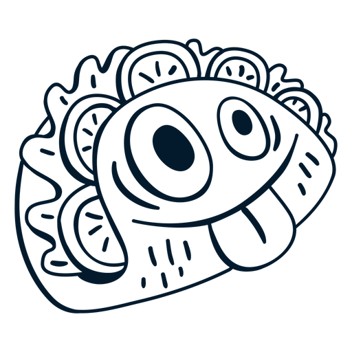 Happy taco food character filled stroke PNG Design