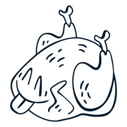 Happy chicken food character stroke PNG Design