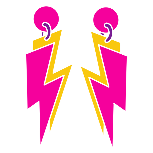 Brincos de raio rosa e amarelo cortados Desenho PNG