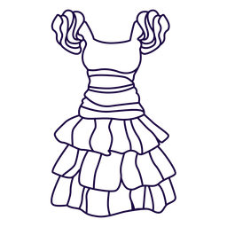 Ruffled dress stroke PNG Design