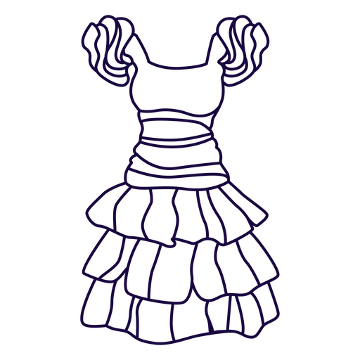 Ruffled dress stroke PNG Design