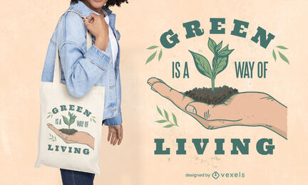 Bolso tote estilo de vida de plantas verdes