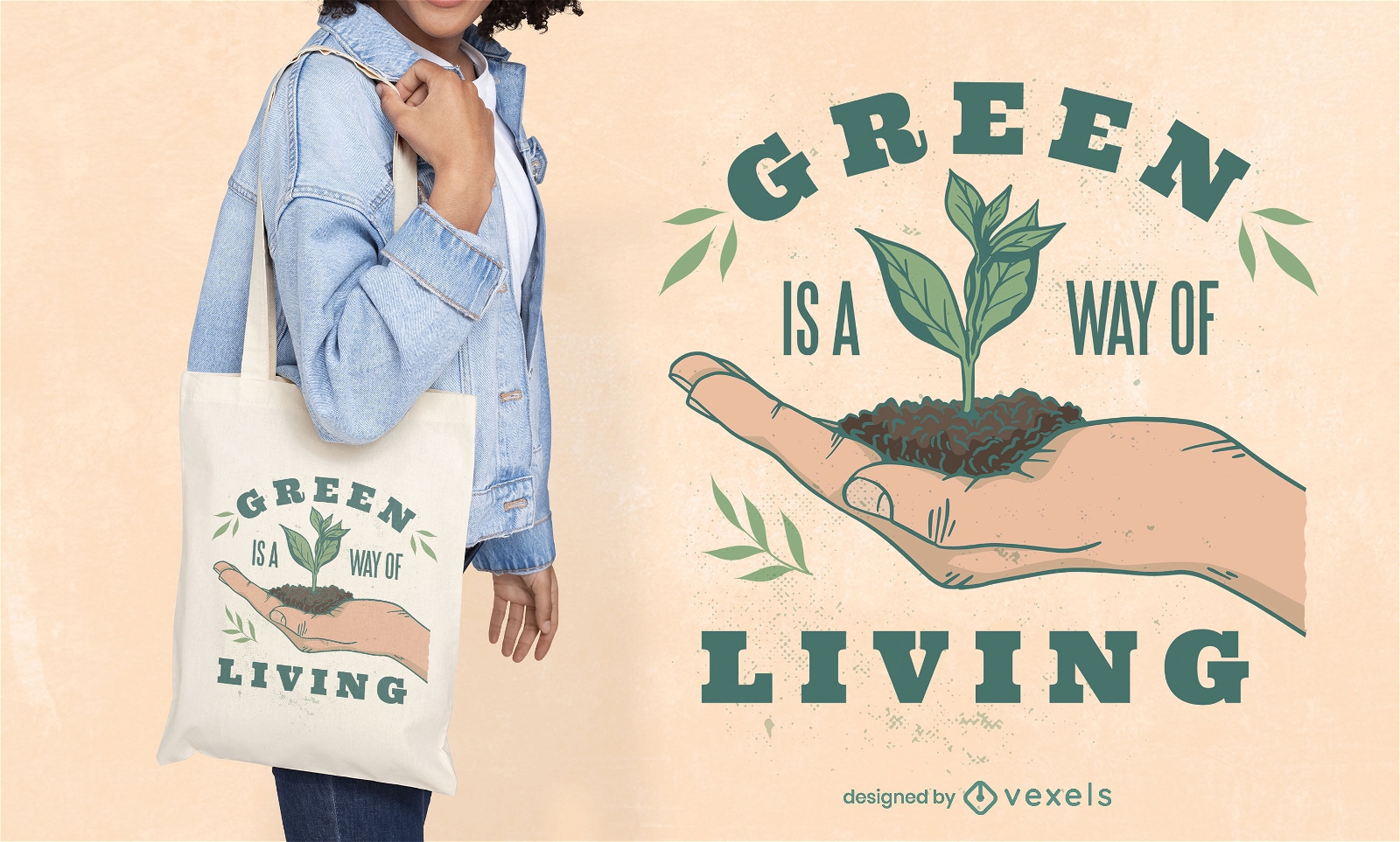Green plant lifestyle tote bag 