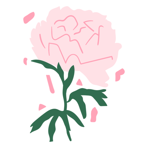Rosa Blütenpflanze halbflach PNG-Design