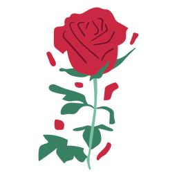 Planta de rosa roja semi plana