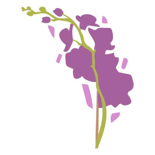 Flores lilás em uma haste plana Desenho PNG