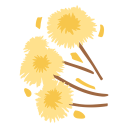 Flores de diente de león amarillo planas Diseño PNG
