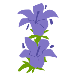 Beautiful violet flowers semi flat PNG Design