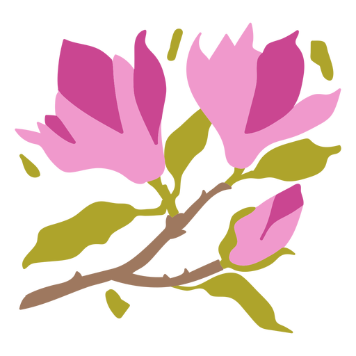 Pink flowers flat PNG Design