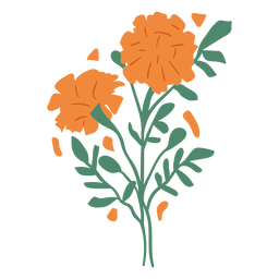 Flores de cravo laranja semi planas Desenho PNG