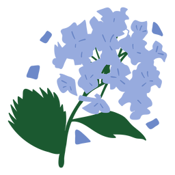 Lila Hortensienblüte halb flach PNG-Design