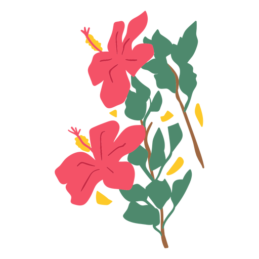 Flores de hibisco vermelho semi planas Desenho PNG