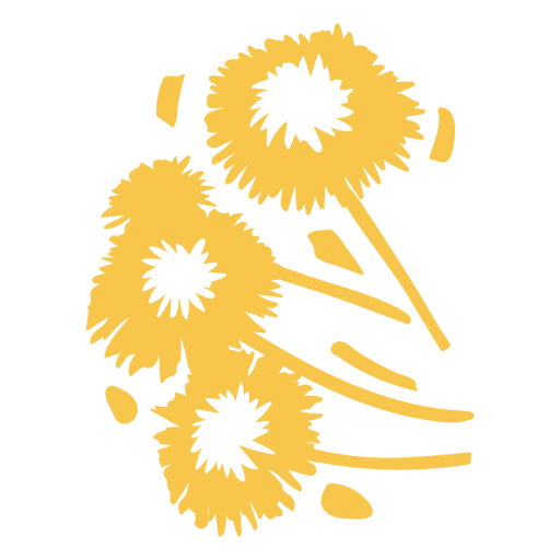 Flores amarelas de dente de leão cortadas Desenho PNG