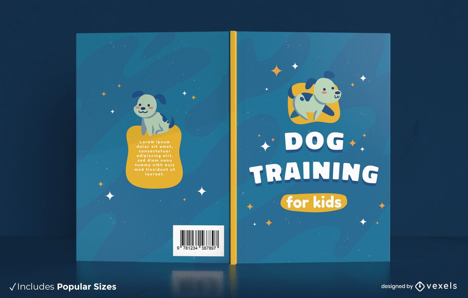 Diseño de portada de libro de adiestramiento animal lindo perro