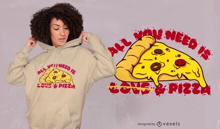 Diseño de camiseta de pizza slice food love