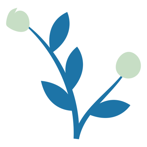 Flores de color azul claro en tallo azul plano Diseño PNG