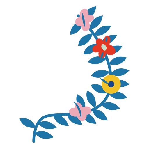 Flowers and leaves in a stem flat PNG Design
