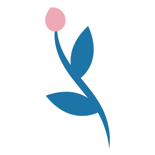 Round pink flower on blue stem flat PNG Design