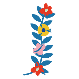 Zweig mit bunten Blumen PNG-Design