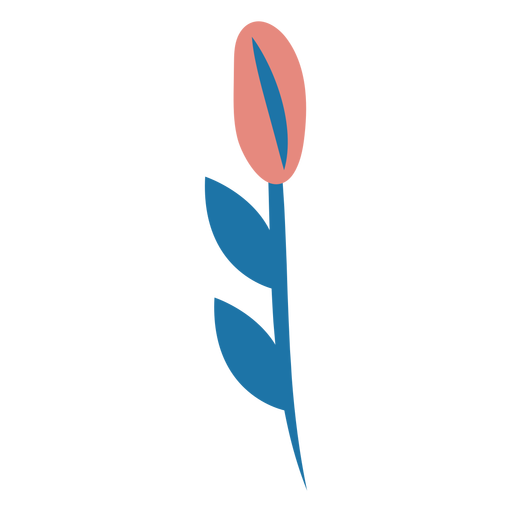 Caule azul com flor rosa plana Desenho PNG