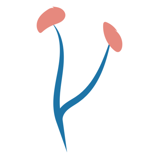 Runde rosa Blüten in blauen Stielen flach PNG-Design