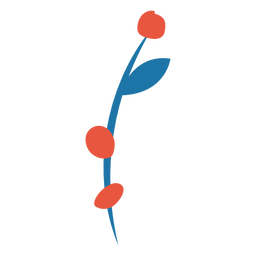 Flores redondas vermelhas em uma haste azul plana Desenho PNG