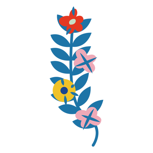 Design Png E Svg De Flores E Folhas Azuis Planas Para Camisetas