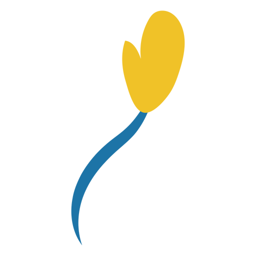 Flor amarilla en un plano de tallo azul. Diseño PNG
