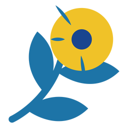 Flor amarilla redonda simple plana Diseño PNG