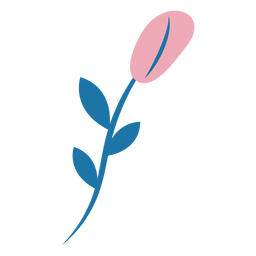 Pretty pink flower in a stem flat PNG Design Transparent PNG