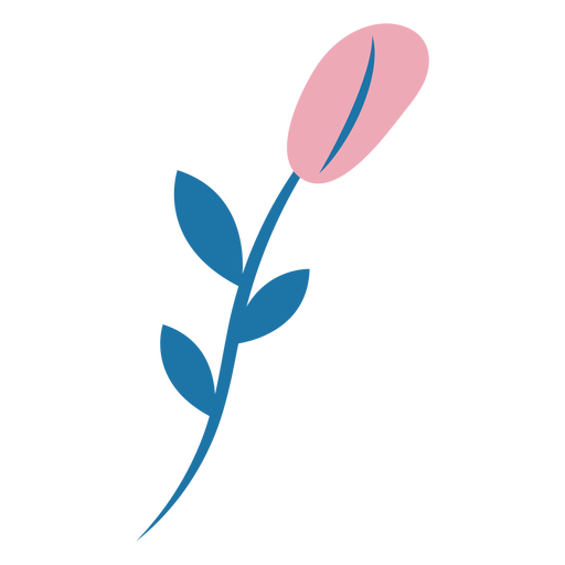Bonita flor rosa en un tallo plano Diseño PNG