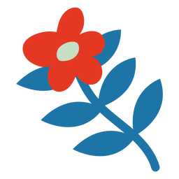 Einfache rote Blume flach PNG-Design