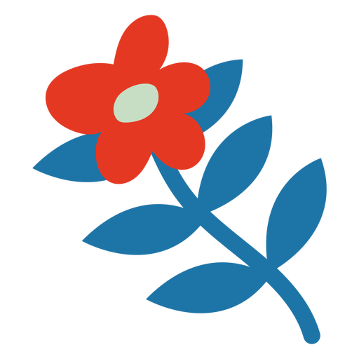 Einfache rote Blume flach PNG-Design