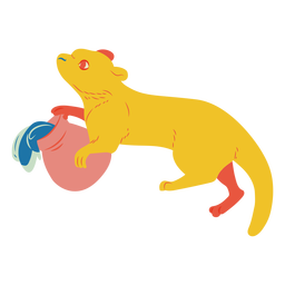 Gelbes Ottertier halb flach PNG-Design