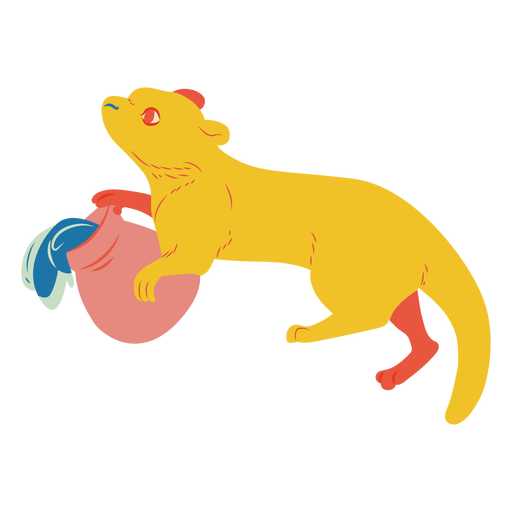 Yellow otter animal semi flat PNG Design