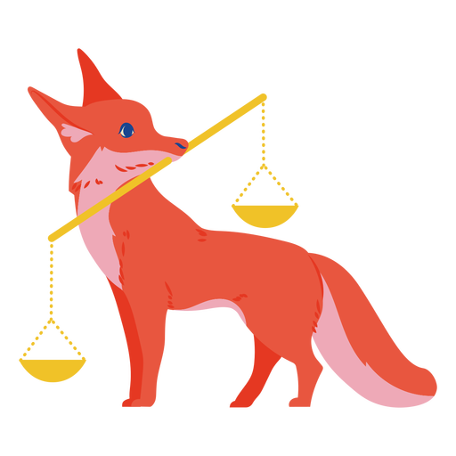 Libra fox signos del zodiaco semi plano Diseño PNG
