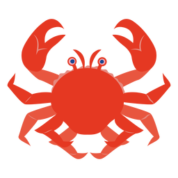 Rote Krabbe halb flach PNG-Design