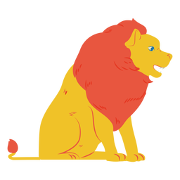 León amarillo semi plano Diseño PNG