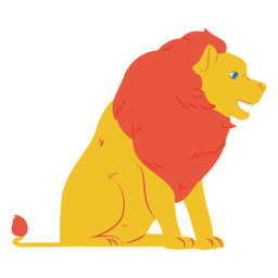 Yellow lion semi flat PNG Design