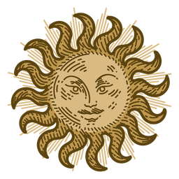 Sun With Face Color Stroke PNG & SVG Design For T-Shirts