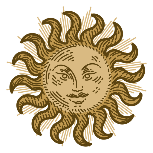 Sol com traço de cor do rosto Desenho PNG